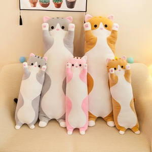 Coussin en peluche <span class=keywords><strong>chat</strong></span> long et mignon, en velours cristal extensible, garni <span class=keywords><strong>de</strong></span> coton, doux, avec motif brodé, plusieurs tailles pour filles - Product Image 1