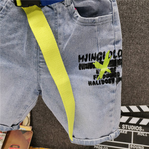 Productos en Oferta, Jeans de Verano para Niños con Estampado de Letras, Estilo Coreano con Cinturón a la Moda - Product Image 4