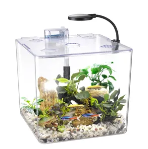 5l 13l Custom Clear Aquarium Vierkante Mini Filterate Usb Desktop Plastic Mini Aquarium Aquarium Aquarium