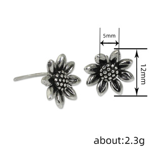 Pendientes de Girasol Vintage, Estilo Plata Antigua, Joyería de Moda para Mujer, Uso Diario, Regalo Chic - Product Image 3