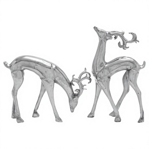 Estatuas de Ciervos Plateadas, Esculturas Metálicas Modernas Hechas a Mano con Temática Animal, Decoración Navideña para el Hogar, Adornos de Mesa, Figuras de Varias Piezas - Product Image 1