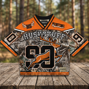 Camiseta de Hockey sobre Hielo HUSHSTUFF, Sublimada con Estampado de Camuflaje, Naranja, Cuello en V, Unisex, Antibacteriana, Transpirable, de Malla, Manga Corta, para Adultos - Product Image 3