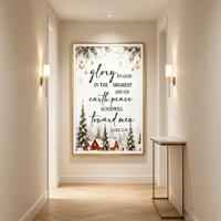 Louange à Dieu Léon 2,14 - Art mural encadré avec cadre en aluminium doré mat, passe-partout et verre acrylique - Citation biblique de Noël pour la décoration intérieure