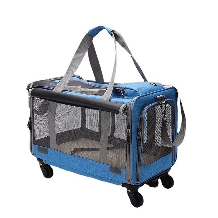 Airline Aprovado Soft-Sided para gatos médios e Puppy Dog Cat Respirável Dobrado Trolley Bag Carriers Pet Travel Carriers