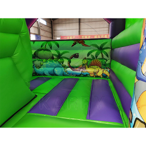 Château gonflable commercial à thème Dino en PVC, double piste, avec toboggan aquatique/sèche, pour parc d'attractions, installation facile - Product Image 3