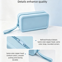 Sac de rangement en silicone grande capacité, pochette de rangement portable pour cosmétiques, porte-monnaie en silicone pour écouteurs