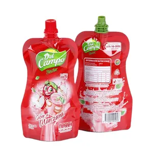 Biodegradable Reusable Stand Up Plastic Custom Liquid Fruit Juice Pouch Drink Packaging Spout Pouch Bag Juice Doypack With Spout