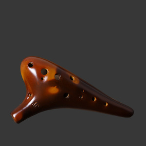 Ocarina en céramique jaune ambre à 12 trous, modèle Alto C AC, instrument à vent folklorique de fabrication artisanale pour l'enseignement musical - Vente en gros usine - Product Image 4