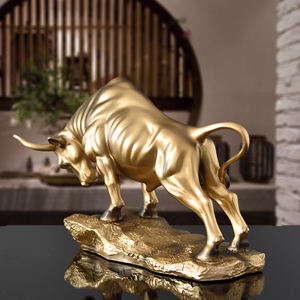 Decoración de ganado taurino simulado, gabinete de <span class=keywords><strong>Tv</strong></span> para sala de estar, gabinete de vino, artesanías de resina, estatua de animales de <span class=keywords><strong>toro</strong></span> dorado - Product Image 5