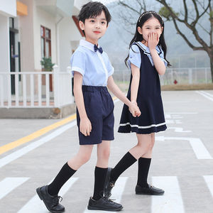 Uniforme scolaire bleu pour enfants, ensemble pour élèves du primaire, style britannique, look académique avec chaussettes - Product Image 5