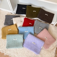 Écharpe carrée géométrique en laine mélangée pour femme, tricot torsadé en forme de huit, chaude et épaisse, polyvalente, cache-cou – Vente directe usine