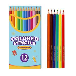 Crayons de dessin professionnels <span class=keywords><strong>Q2000</strong></span> personnalisés avec logo, hexagonaux, promotionnels, pour étudiants, 12 couleurs, mine non soluble - Product Image 1