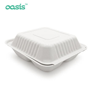 100% 堆肥化可能サトウキビパルプクラムシェルレストランテイクアウト食品容器環境に優しく分解可能使い捨て - Product Image 5