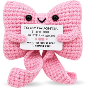 Cadeaux de maman et de papa pour fille, cadeau d'anniversaire pour filles, joli cadeau en crochet rose fait main « <span class=keywords><strong>Je</strong></span> t'aime » pour filles - Product Image 1