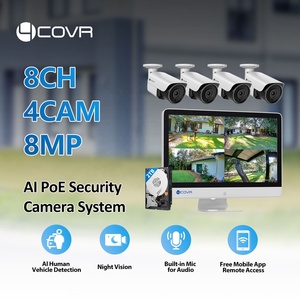 ระบบกล้องวงจรปิด 4COVR 8 ช่องทาง NVR ความละเอียด 4K พร้อมจอภาพ CCTV ขนาด 15.6 นิ้ว และกล้องวงจรปิด IP PoE 8MP AI รองรับการมองเห็นในเวลากลางคืน จำนวน 4 ตัว สำหรับบ้านและร้านค้า - Product Image 2