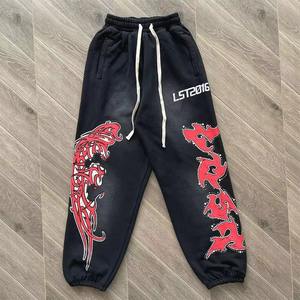 Double Zip Up Rhinestone Men S Faded Sweatshirt Pants Sweat Suit Custom Acid Wash Hoodie <strong>Set</strong> - Product Image 3