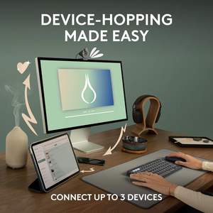 Ratón Óptico Inalámbrico Pebble Mouse M350s Slim para Mano Derecha, Portátil, Ligero, con Clics Silenciosos, Negro, 3 Botones - Product Image 3