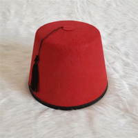 Venta al por mayor rojo marroquí turco Fez sombrero con borla negra sombrero de disfraz de fieltro para Año Nuevo Halloween volver a la escuela fiesta vestir