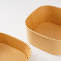 Boîte alimentaire carrée jetable en papier kraft imperméable pour salades, déjeuners, collations, événements en plein air, piscine, usine