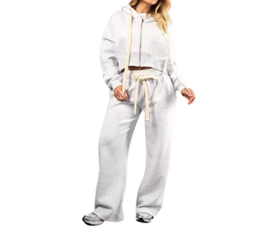 Ensemble de survêtement pour femmes, sweat à capuche uni, taille oversize, 2 pièces, imprimé, coupe-vent, léger, respirant, séchage rapide, fermeture éco-responsable, 100% écologique - Product Image 4