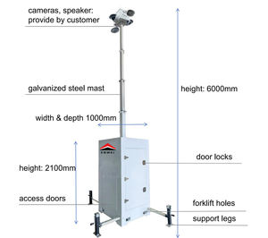 Tour de surveillance vidéo mobile certifiée CE avec mât de 6 mètres pour la sécurité des parkings - Product Image 3