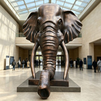 Statue d'art animalier personnalisable de grande taille, sculpture en bronze moderne de luxe pour hall d'hôtel, statue de tête d'éléphant