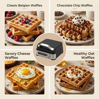 Gaufrier numérique 2 tranches avec écran LCD, 5 niveaux de cuisson, minuteur de compte à rebours, revêtement antiadhésif, fer à gaufres belges 2 tranches, 1600W