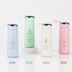 Botella de Agua Portátil de Vidrio con Cordón para Llevar, Diseño Personalizado con Texto, Varios Colores Pastel, Reutilizable, Ecológica, con Tapa y Pajita, Unisex - Product Image 2