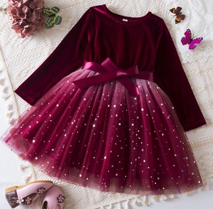 Nuevo Vestido <span class=keywords><strong>de</strong></span> Manga Larga para <span class=keywords><strong>Niñas</strong></span>, Otoño Invierno, con Lazo y Lentejuelas, Vestido <span class=keywords><strong>de</strong></span> Princesa en Capas para <span class=keywords><strong>Niñas</strong></span> <span class=keywords><strong>de</strong></span> 3 a 8 Años, para <span class=keywords><strong>Navidad</strong></span> y Fiestas <span class=keywords><strong>de</strong></span> Año Nuevo - Product Image 2