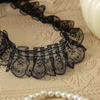 Dentelle française froissée noire et blanche de haute qualité, largeur 4,5 cm, pour la confection de jouets, vêtements, textiles de maison, accessoires décoratifs et sacs
