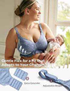 Soutien-gorge <span class=keywords><strong>d</strong></span>'<span class=keywords><strong>allaitement</strong></span> amovible à col en V, anti-fuite, personnalisé, antibactérien et confortable, lingerie de maternité – Vente directe usine - Product Image 2