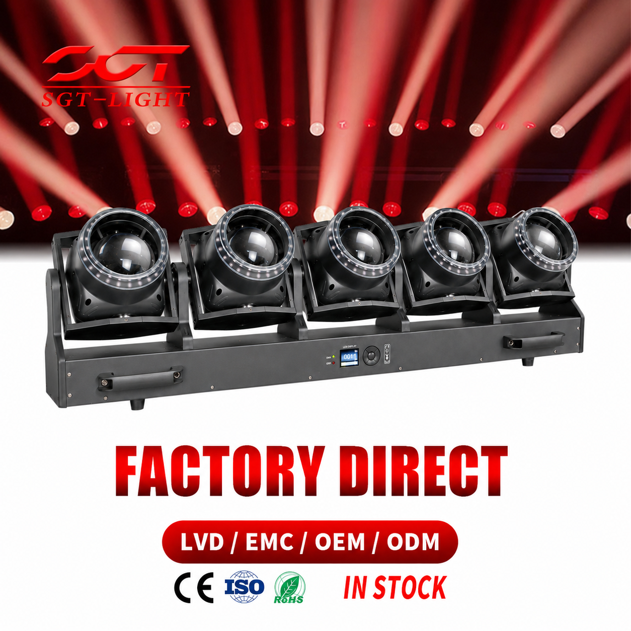 5 Head Tornado Moving Bar Light 800W 5x120W RGB Lemon Yellow RGB Aux DMX512 RDM 32bit Dimming for Concert Music Festival Stage