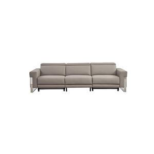 Ensemble de <span class=keywords><strong>canapé</strong></span> inclinable <span class=keywords><strong>électrique</strong></span> 3 places en cuir véritable <span class=keywords><strong>microfibre</strong></span> moderne avec cadre en bois avec appui-tête - Product Image 6