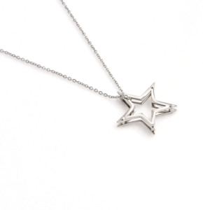 Mode Double Couche Argent Plaqué En Acier Inoxydable Étoile Pendentif Collier Fine Jewelry avec Design Creux - Product Image 2