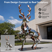 Sculpture de cerf sur mesure en acier inoxydable, taille réelle, artisanat métallique électroplaqué, grande décoration pour jardin, place publique, hôtel, directement de l'usine