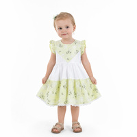 Jolie robe jaune et blanche à fleurs de pissenlit, patchwork, manches flottantes, ourlet festonné en dentelle, tenue d'été, 2-12 ans, livraison rapide