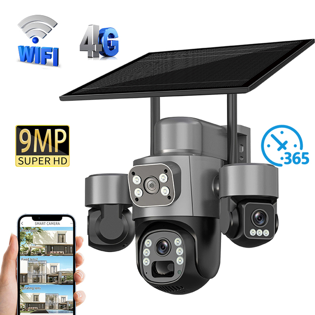 2025 Hot Selling 4G Solar Powered 3MP CMOS Home Security Camera Wide Angle Night Vision Two Way Audio Built-In Mic IP66 Cloud