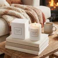 Bougie parfumée de luxe beige en forme de pivoine, pot en verre blanc, cire de soja florale 3D, aromathérapie, style crémeux minimaliste, décoration d'intérieur, cadeau