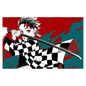 Cartazes de anime de demon slayer 3d, impressão lenticular em massa