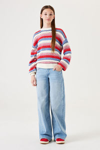 OEM ou ODM chandails tricotés automne-hiver pour les adolescentes pulls à rayures colorées chandails de marque minces pour les filles - Product Image 5
