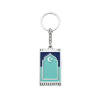 Porte-clés promotionnel écologique en alliage de zinc, tapis de prière islamique, émail dur et doux, mosquée/masjid, souvenir musulman, logo personnalisé, livraison rapide