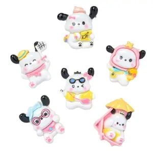 100 pz kawaii flatback pacha dog vacanze estive cartoni animati cabochon in resina per telefono cellulare ciondolo fai da te fatto a mano forcina