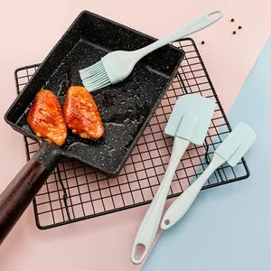 Không dính thực phẩm phân loại 3pcs Silicone Spatula Set có thể tháo rời bếp mini Silicone Spatula với Silicone phết Pastry bàn chải