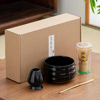 Ensemble de 4 pièces pour matcha avec logo personnalisé, fouet à matcha, brosse à matcha, kit d'outils pour la préparation du thé matcha japonais, accessoire traditionnel pour la préparation du thé