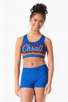 Camisetas y Tops Personalizados con Pedrería, Diseño Brillante Azul, Ropa de Práctica de Animadoras, Shorts Brillantes, 2 Conjuntos de Uniformes