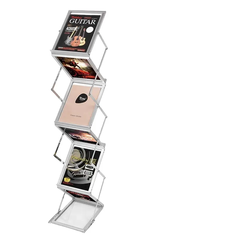 Portable Zed Up Magazine Holder Foor Stand Metal Brochure Display