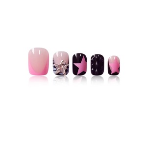 <span class=keywords><strong>Uñas</strong></span> Postizas Cuadradas Brillantes <span class=keywords><strong>Cortas</strong></span>, Diseño Francés <span class=keywords><strong>Blanco</strong></span> y Negro <span class=keywords><strong>con</strong></span> Estrella Y2K, 24 Piezas, Suministros de <span class=keywords><strong>Uñas</strong></span> Acrílicas, Arte de Manicura - Product Image 5