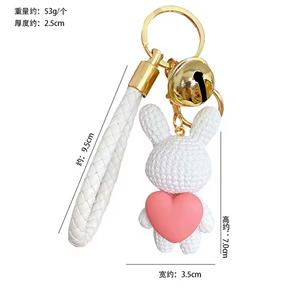 Llavero de goma 3D de oso de dibujos animados Kawaii, dijes para bolso, llavero de oso de peluche con corazón, cordón, llaveros de corazón, decoración para bodas - Product Image 6
