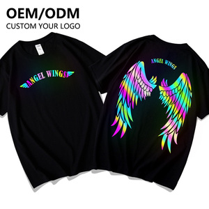 OEM Custom logo Printing <b>Lighting</b> <b>rainbow</b> Reflection Tshirt Crew Neck Blank Polyester Cotton Men's Plus Size T-shirt for Men - Product Image 3