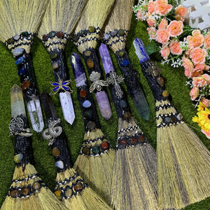 Balais de cristal en pierre de guérison, matériaux mixtes, balais d'améthyste de rêve pour la décoration, vente en gros - Product Image 6